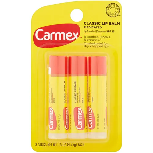 Набір бальзамів для губ Carmex Classic Lip Balm Medicated Sunscreen SPF15, 3 шт. х 4.25 г.