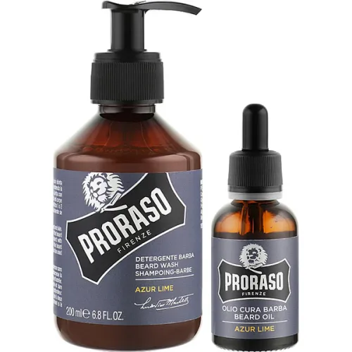 Набір для бороди «лазурна свіжість» Proraso Duo Pack Oil + Shampoo Azur Lime