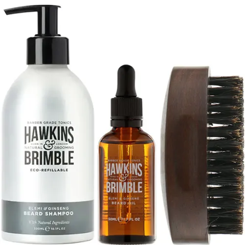 Набір для бороди Hawkins & Brimble Beard Shampoo, Beard Oil & Beard Brush Gift Set, 250 мл. + 50 мл.