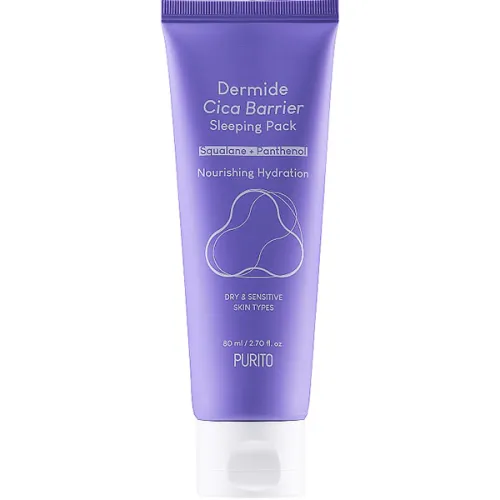 Відновлююча нічна маска для обличчя Purito Dermide Cica Barrier Sleeping Pack з екстрактом центелли, 80 мл. термін пр. до