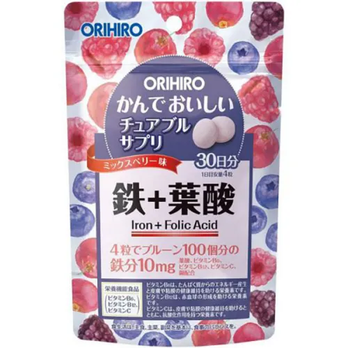 Железо и фолиевая кислота в жевательной форме «лесные ягоды» Orihiro Iron & Folic Acid
