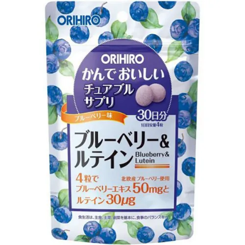 Жевательная черника и лютеин Orihiro Blueberry & Lutein