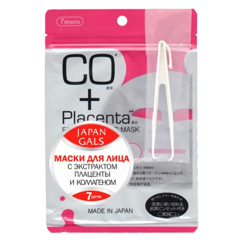 Маска для обличчя Japan Gals CO Plus Placenta Facial Essence Mask з екстрактом плаценти та колагеном