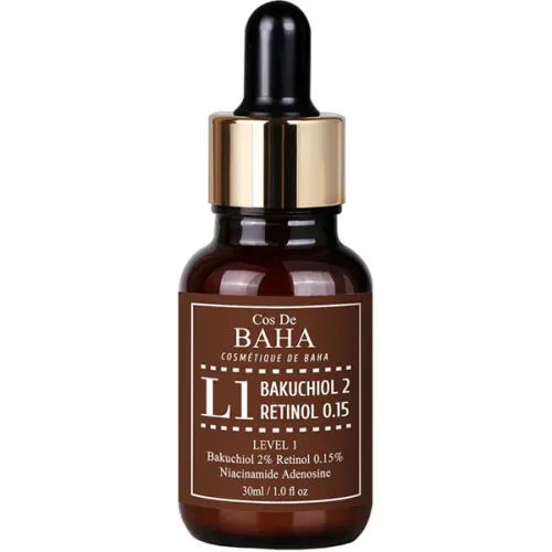 Антивікова сироватка для обличчя Cos De Baha L1 Bakuchiol & Retinol Serum з бакучиолом та ретинолом, 30 мл.