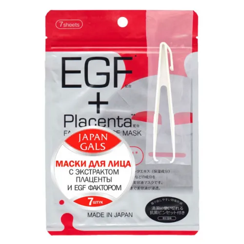 Маска для обличчя Japan Gals EGF Plus Placenta Facial Essence Mask з екстрактом плаценти та EGF фактором