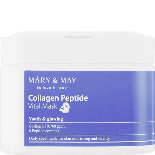 Тканинна маска для обличчя Mary & May Collagen Peptide Vital Mask з колагеном та пептидами