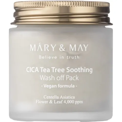 Заспокійлива маска для обличчя Mary & May Cica Tea Tree Soothing Wash Off Pack з екстрактом центели і чайного дерева, 30 г.