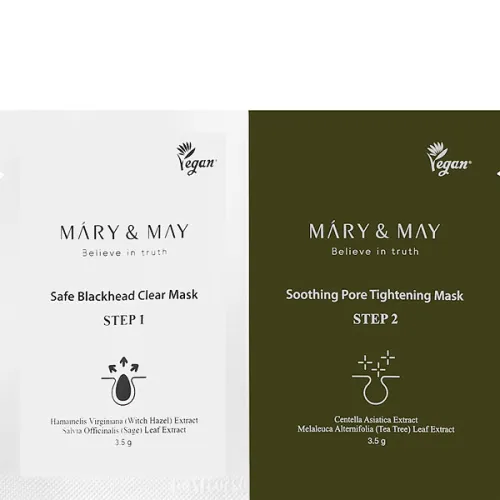 Двухшаговая ежедневная маска для носа для защиты от черных точек Mary & May Daily Safe Black Head Clear Nose Pack Set