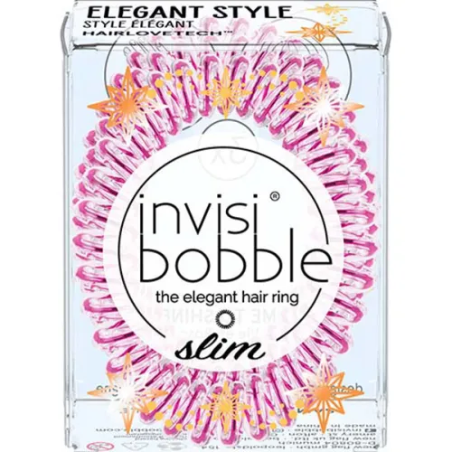 Резинка-браслет Invisibobble Slim Time To Shine La Vie En Rose із збільшеною кількість завитків «рожева»