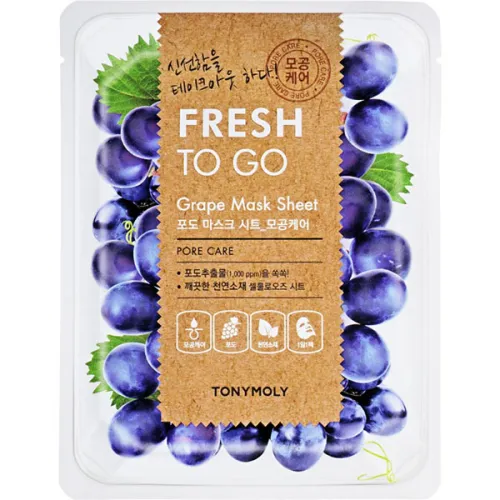 Тканинна маска для обличчя Tony Moly Fresh To Go Grape Mask Sheet з екстрактом винограду, 22 г.
