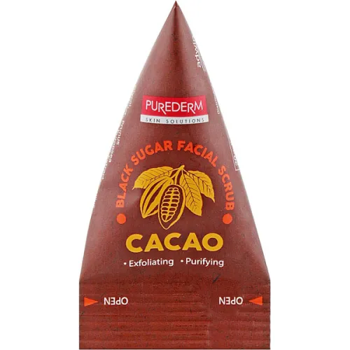 Скраб для лица Purederm Cacao Black Sugar Facial Scrub с экстрактом какао и тростниковым сахаром, 20 г.