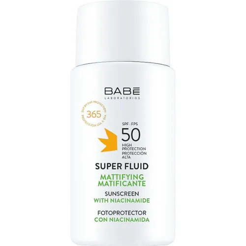Солнцезащитный флюид для лица Babe Laboratorios Super Fluid Mattifying Sunscreen SPF50 с матирующим эффектом, 50 мл.