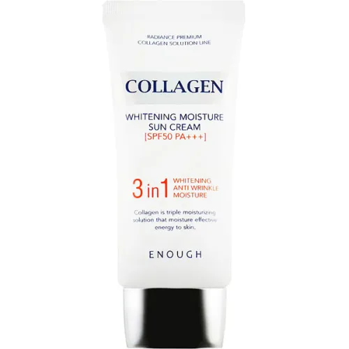 Сонцезахисний крем для обличчя Enough Collagen 3in1 Whitening Moisture Sun Cream SPF50 PA+++ з морським колагеном, 50 г.