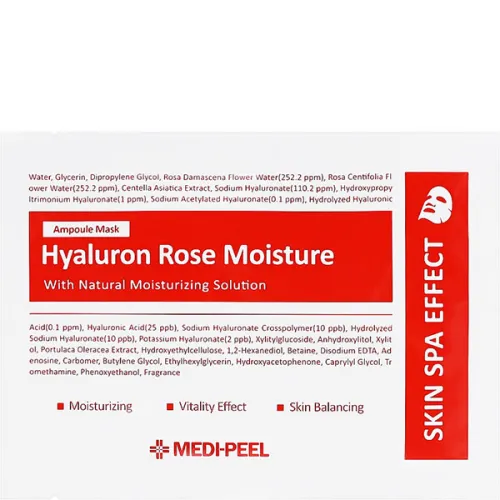 Тканевая ампульная детокс-маска для лица Medi Peel Hyaluron Rose Moisture Ampoule Mask с экстрактом розы, 30 мл.