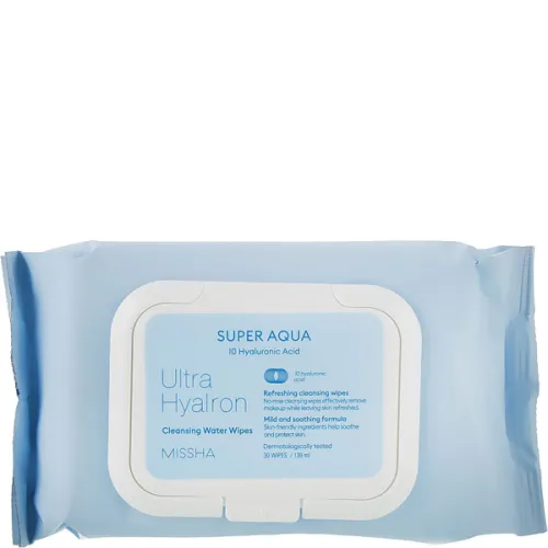 Очищаючі серветки Missha Super Aqua Ultra Hyalron Cleansing Water Wipes з гіалуроновою кислотою