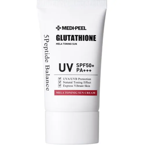 Тонізуючий сонцезахисний крем для обличчя Medi Peel Bio-Intense Glutathione Mela Toning Sun Cream SPF50+ PA++++ з ефектом