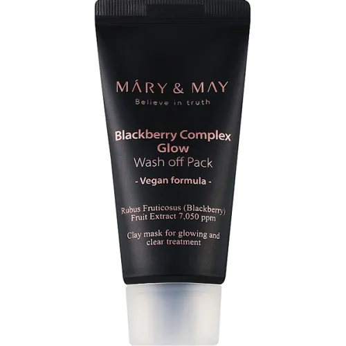 Антиоксидантна глиняна маска для обличчя Mary & May Blackberry Complex Glow Wash Off Pack з екстрактом ожини, 30 г.