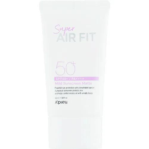 Солнцезащитный матирующий крем для лица A’pieu Super Air Fit Mild Sunscreen Matte SPF50+ PA++++, 50 мл.