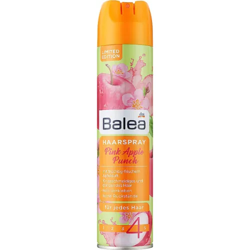 Лак для укладки волос «розовый яблочный пунш» Balea Hairspray Pink Apple Punch, 300 мл.