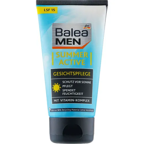 Мужской солнцезащитный крем для лица Balea Men Summer Active Face Care SPF15, 75 мл.