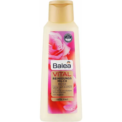 Очищающее молочко для лица Balea Vital Cleansing Milk Rose с экстрактом розы и аргановым маслом, 200 мл.