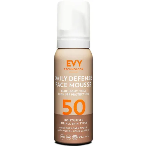 Щоденний сонцезахисний мус для обличчя EVY Technology Daily Defence Face Mousse SPF50 PA++++, 75 мл.
