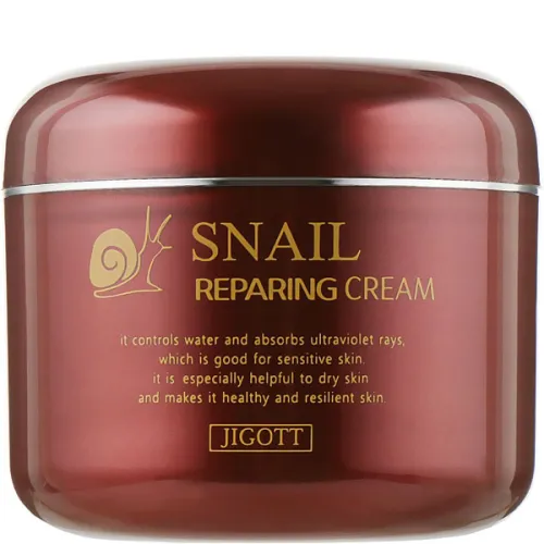 Восстанавливающий крем для лица Jigott Snail Repairing Cream с экстрактом муцина улитки, 100 мл.