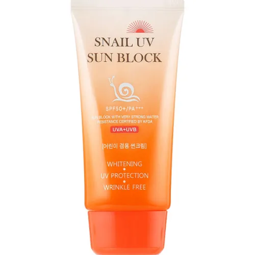 Сонцезахисний водостійкий крем для обличчя Jigott Snail UV Sun Block Cream SPF50+ PA+++ з екстрактом равликового муцину, 70