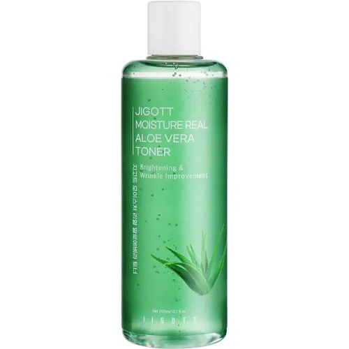 Освежающий тонер для лица Jigott Moisture Real Aloe Vera Toner с экстрактом алоэ вера, 300 мл.
