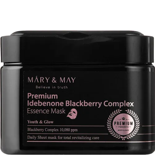 Тканинна маска для обличчя Mary & May Premium Idebenone Blackberry Complex Essence Mask з ідебеноном та ожиновим комплексом