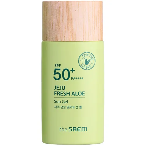 Солнцезащитный гель для лица The Saem Jeju Fresh Aloe Sun Gel SPF50+ PA++++ с экстрактом алоэ вера, 50 г.