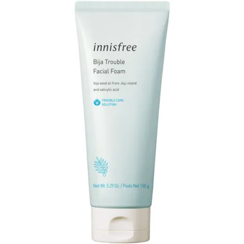 Очищающая пенка для проблемной кожи лица Innisfree Bija Trouble Facial Foam с экстрактом торреи, 150 г.