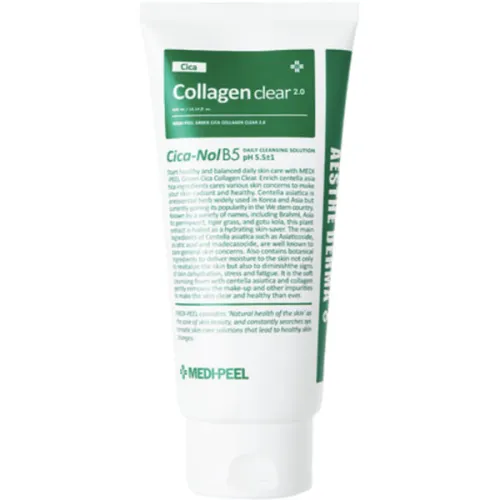 Заспокійлива та глибоко очищаюча пінка для обличчя Medi Peel Green Cica Collagen Clear 2.0 Cica-Nol B5 з екстрактом центели