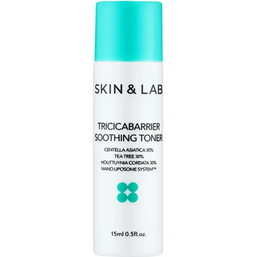 Заспокійливий тонер для обличчя SKIN&LAB Tricicabarrier Soothing Toner з екстрактом центелли та чайного дерева, 15 мл.