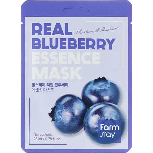 Тканинна маска для обличчя FarmStay Real Blueberry Essence Mask з екстрактом чорниці, 23 мл.