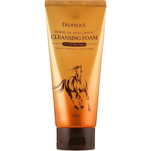 Пенка для умывания Deoproce Horse Oil Hyalurone Cleansing Foam на основе конского масла, 170 г.