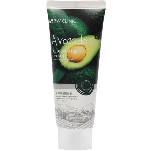 Очищаюча пінка для обличчя 3W Clinic Avocado Cleansing Foam з екстрактом авокадо, 100 мл.