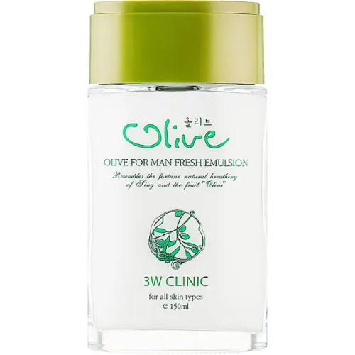 Чоловіча зволожуюча емульсія для обличчя 3W Clinic Olive For Man Fresh Emulsion з екстрактом оливи, 150 мл.
