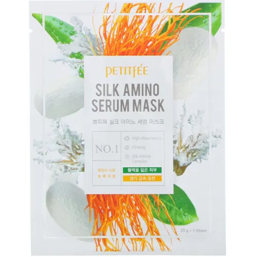 Маска для обличчя Petitfee Silk Amino Serum Mask з протеїнами шовку, 25 г. термін пр. до 05.26