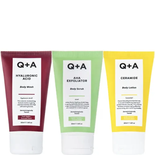 Подарочный набор для тела Q+A Travel Trio Bodycare Gift Set, 3 шт. х 50 мл.