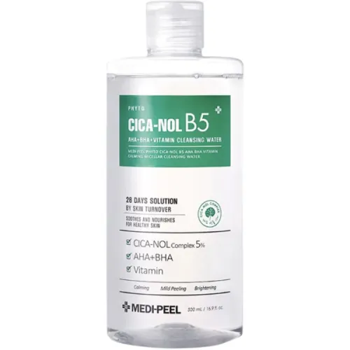 Заспокійлива міцелярна вода Medi Peel Phyto Cica-Nol B5 AHA BHA Vitamin Calming Micellar Cleansing Water з екстрактом