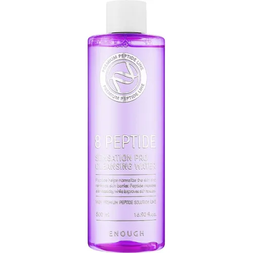 Очищающая вода для лица Enough 8 Peptide Sensation Pro Cleansing Water с пептидами, 500 мл.