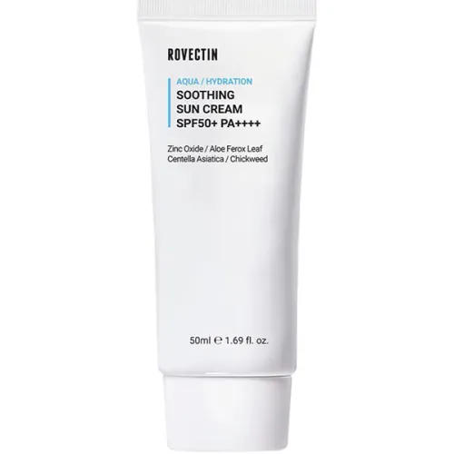 Сонцезахисний заспокійливий крем для обличчя Rovectin Skin Essentials Aqua Soothing UV Protector SPF50+ PA+++++, 100 мл.