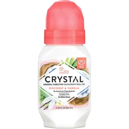 Кульковий мінеральний дезодорант «кокос та ваніль» Crystal Body Deodorant Natural Deodorant Roll-On Coconut & Vanilla, 66 мл.