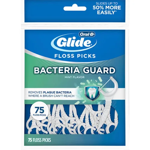 Флоссер зубная нить Oral-B Glide Bacteria Guard Dental Floss Picks Mint с держателем против бактерий «мята»