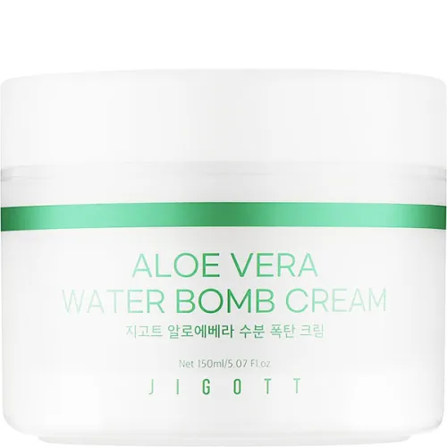 Успокаивающий крем для лица Jigott Aloe Vera Water Bomb Cream с экстрактом алоэ вера, 150 мл.
