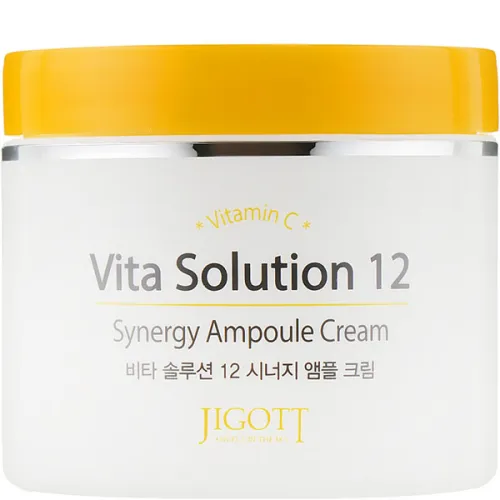 Тонізуючий ампульний крем для обличчя Jigott Vita Solution 12 Synergy Ampoule Cream з вітаміном C, 100 мл.
