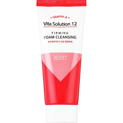 Подтягивающая пенка для умывания Jigott Vita Solution 12 Firming Foam Cleansing с витамином А, 180 мл.