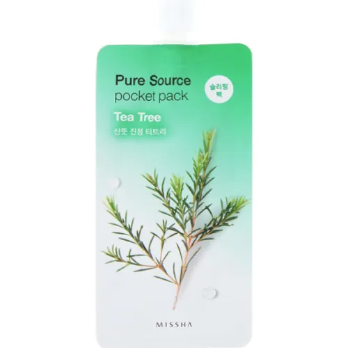 Ночная маска для лица Missha Pure Source Pocket Pack Tea Tree с экстрактом чайного дерева, 10 мл.