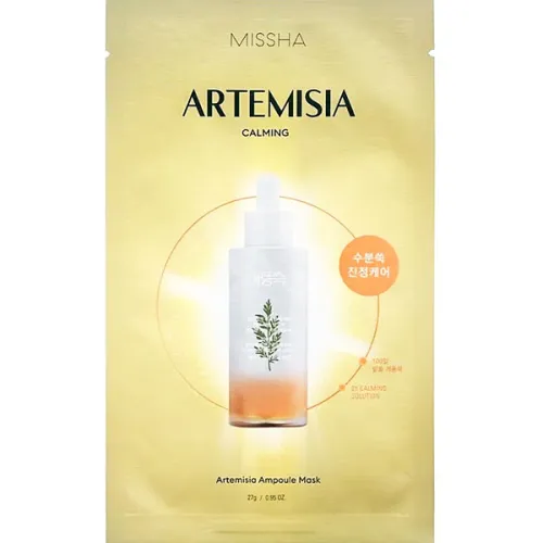 Успокаивающая ампульная маска для лица Missha Artemisia Ampoule Mask с экстрактом полыни, 27 г.